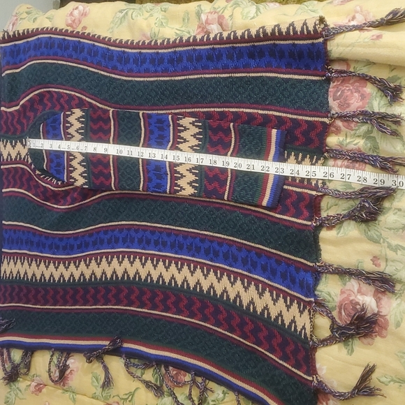 GEEGEE Women's Aztec Print Open Front Fringe Trim Waterfall Cardigan-Sz S/M - Picture 15 of 17